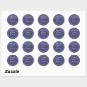 Sticker Rond Chic Rustic Light Navy Blue Mariage Adresse de ret (Feuille)