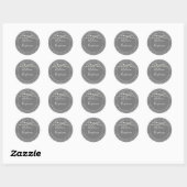 Sticker Rond Chic Rustic Lights Grey Mariage Adresse de retour (Feuille)