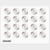 Sticker Rond Chic Rustique Fleurs Bourgogne Save The Date Class (Feuille)