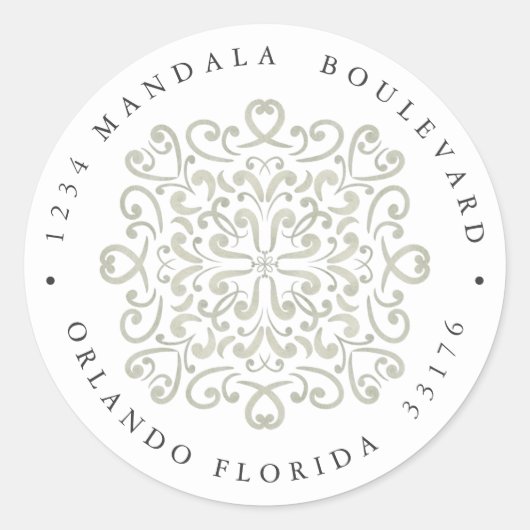 Sticker Rond CHIC SAGE GREEN TILE MARIAGE Adresse de retour (Devant)