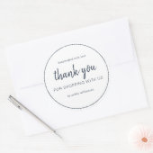 Sticker Rond Chic Script Bleu Foncé Merci pour votre achat (Enveloppe)