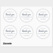 Sticker Rond Chic Script Bleu Foncé Merci pour votre achat (Feuille)