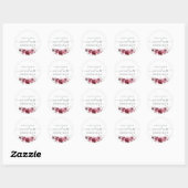 Sticker Rond Chic Script Future M. Mme Burgundy Floral (Feuille)
