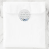 Sticker Rond Chic Script Future M. Mme Dusty Blue Floral Grey (Sac)
