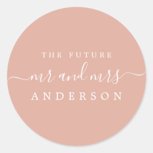 Sticker Rond Chic Script Future M. Mme Dusty Mariage rose