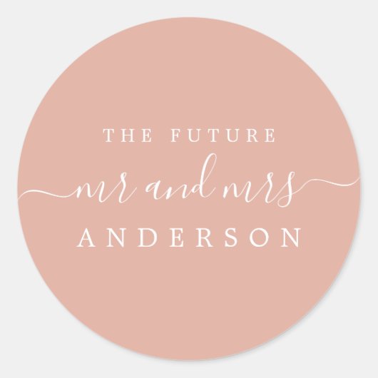 Sticker Rond Chic Script Future M. Mme Dusty Mariage rose (Devant)
