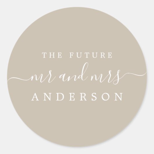 Sticker Rond Chic Script Future M. Mme Gray Mariage (Devant)