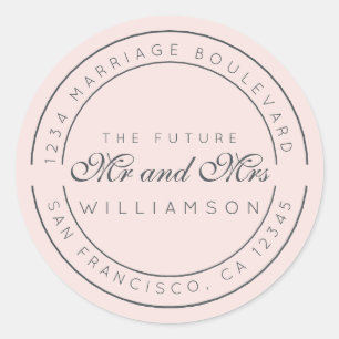 Sticker Rond Chic Script Future M. Mme Mariage Adresse de retou