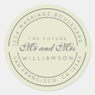 Sticker Rond Chic Script Future M. Mme Mariage Adresse de retou