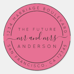 Sticker Rond Chic Script Future M. Mme Mariage Adresse de retou