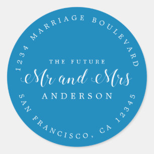 Sticker Rond Chic Script Future M. Mme Mariage Adresse de retou