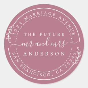 Sticker Rond Chic Script Future M. Mme Mariage Adresse de retou