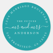 Sticker Rond Chic Script Future M. Mme Mariage Adresse de retou (Devant)