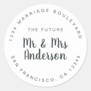 Sticker Rond Chic Script Future M. Mme Mariage Adresse de retou