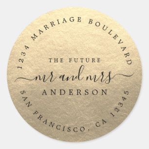 Sticker Rond Chic Script Future M. Mme Mariage Adresse de retou