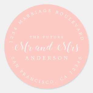 Sticker Rond Chic Script Future M. Mme Mariage Adresse de retou