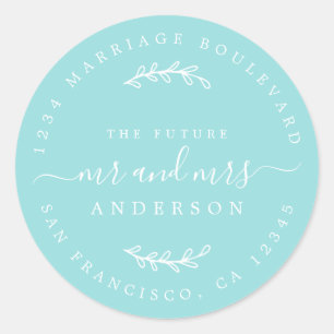 Sticker Rond Chic Script Future M. Mme Mariage Adresse de retou