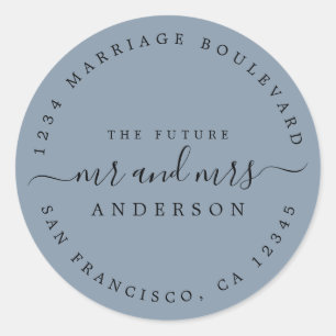 Sticker Rond Chic Script Future M. Mme Mariage Adresse de retou