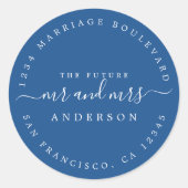 Sticker Rond Chic Script Future M. Mme Mariage Adresse de retou (Devant)
