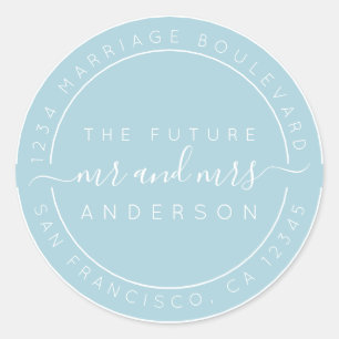 Sticker Rond Chic Script Future M. Mme Mariage Adresse de retou