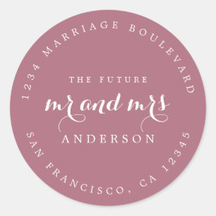 Sticker Rond Chic Script Future M. Mme Mariage Adresse de retou