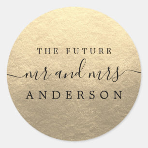 Sticker Rond Chic Script Future M. Mme Mariage Gold