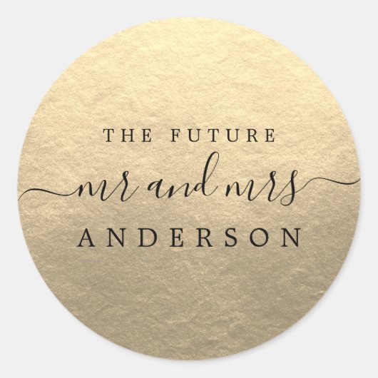 Sticker Rond Chic Script Future M. Mme Mariage Gold (Devant)