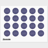 Sticker Rond Chic Script Future M. Mme Marine Mariage bleu (Feuille)