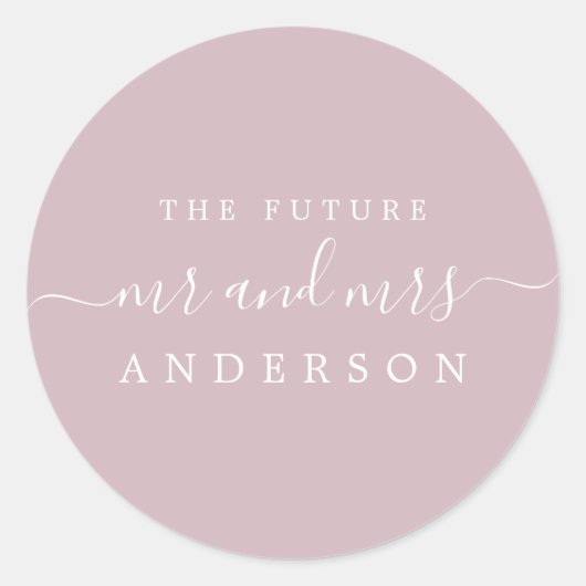 Sticker Rond Chic Script Future M. Mme Pastel Purple Mariage (Devant)