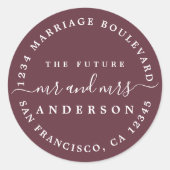 Sticker Rond Chic Script Future M. Mme Retour Adresse Bourgogne (Devant)