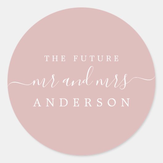 Sticker Rond Chic Script Future M. Mme Silver Pink Mariage (Devant)