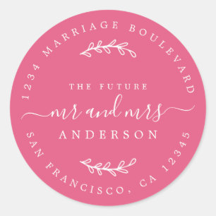 Sticker Rond Chic Script Future Mr Mrs Adresse de Retour de Mar