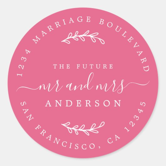 Sticker Rond Chic Script Future Mr Mrs Adresse de Retour de Mar (Devant)