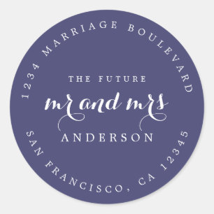 Sticker Rond Chic Script Future Mr Mrs Adresse de Retour Mariag