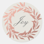Sticker Rond Chic Script Joie Rose Gold Wreath Christmas Grey (Devant)