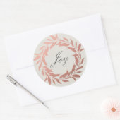 Sticker Rond Chic Script Joie Rose Gold Wreath Christmas Grey (Enveloppe)