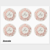 Sticker Rond Chic Script Joie Rose Gold Wreath Christmas Grey (Feuille)