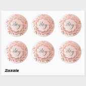 Sticker Rond Chic Script Joie Rose Gold Wreath Christmas Pink (Feuille)