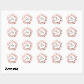 Sticker Rond Chic Script Joie Rose Gold Wreath Noël (Feuille)