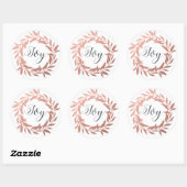 Sticker Rond Chic Script Joie Rose Gold Wreath Noël Blanc (Feuille)