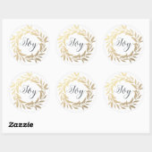 Sticker Rond Chic Script Joy Gold Wreath Christmas Blanc (Feuille)
