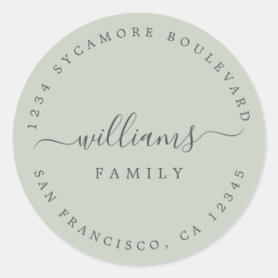 Sticker Rond Chic Script Nom de famille Adresse de retour