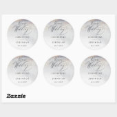 Sticker Rond Chic Silver Gold Sparkle Aquarelle Mariage de luxe (Feuille)