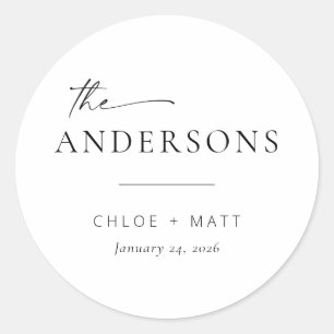 Sticker Rond Chic + Simple Moderne Script Mariage Favoriser Sti