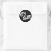 Sticker Rond Chic & Simple Noir & Blanc Joyeux Anniversaire (Sac)