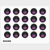 Sticker Rond Chic Sorcière Halloween Noir Violet (Feuille)