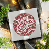 Sticker Rond Chic Sparkly Plaid Christmas