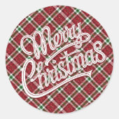 Sticker Rond Chic Sparkly Plaid Merry Christmas Envelope Seals (Devant)
