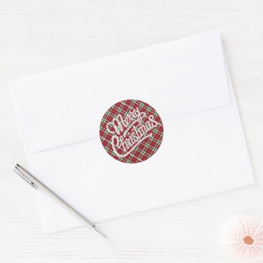 Sticker Rond Chic Sparkly Plaid Merry Christmas Envelope Seals (Enveloppe)