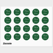 Sticker Rond CHIC STICKER_"Merci !" BLANC SUR VERT SOMBRE (Feuille)